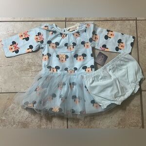 NWT monica+andy Long Sleeve Little Belle Tulle Dress. Mickey and Minnie Mouse.